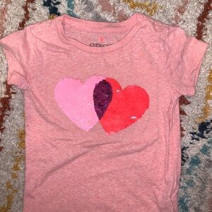 Crewcuts Pink and Red Heart Graphic Short Sleeve Tee